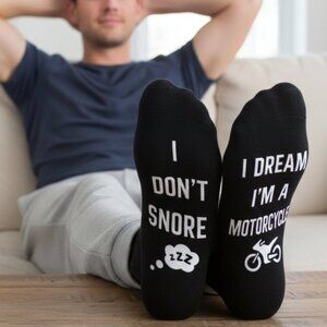 Motorcycle Socks - "I Don't Snore I Dream I'm a Motorcycle"